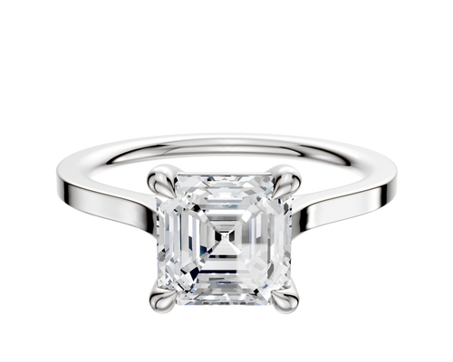 14K White Gold 4 Prong Basket Cathedral Flat 1.5mm Engagement Ring