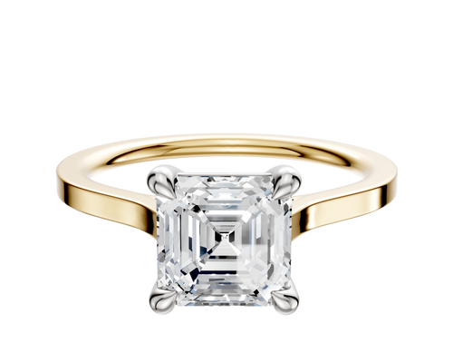 14K Two Tone 4 Prong Basket Cathedral Flat 1.5mm Engagement Ring