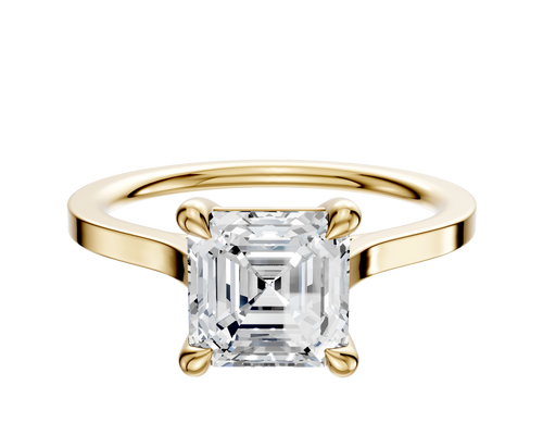 14K Yellow Gold 4 Prong Basket Cathedral Flat 1.5mm Engagement Ring