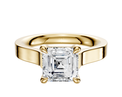 14K Yellow Gold 4 Prong Basket Cathedral Flat 3.0mm Engagement Ring