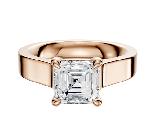 14K Rose Gold 4 Prong Basket Cathedral Flat 4.0mm Engagement Ring