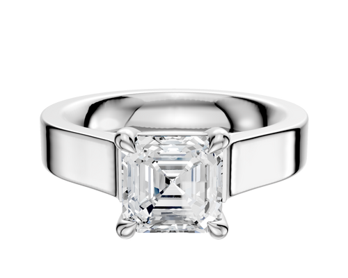 14K White Gold 4 Prong Basket Cathedral Flat 4.0mm Engagement Ring
