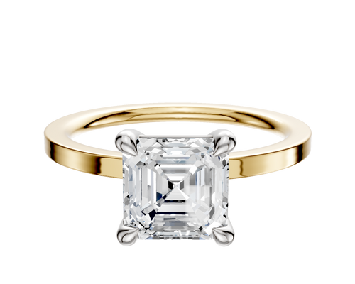 14K Two Tone 4 Prong Basket Classic Flat 1.5mm Engagement Ring