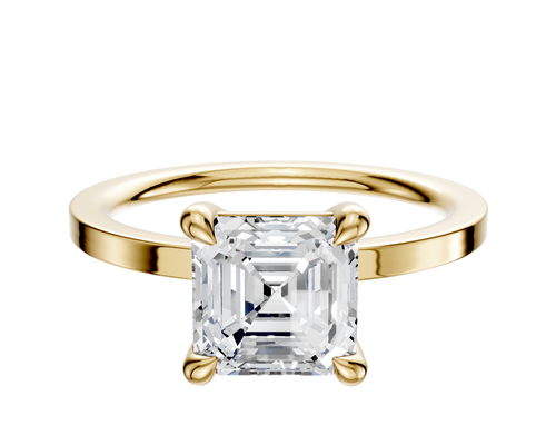 18K Yellow Gold 4 Prong Basket Classic Flat 1.5mm Engagement Ring