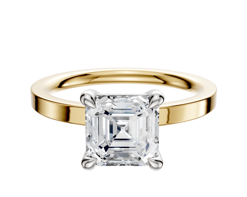 18K Two Tone 4 Prong Basket Classic Flat 2.0mm Engagement Ring