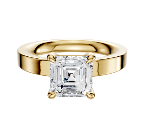 18K Yellow Gold 4 Prong Basket Classic Flat 3.0mm Engagement Ring