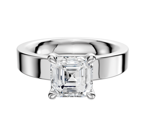 14K White Gold 4 Prong Basket Classic Flat 4.0mm Engagement Ring