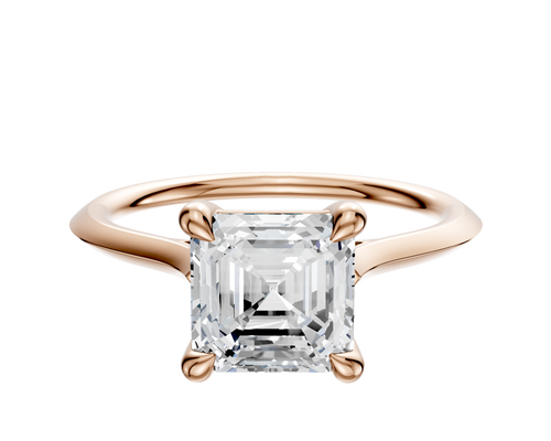 18K Rose Gold 4 Prong Basket Cathedral Knife Edge 1.5mm Engagement Ring