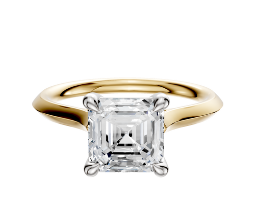 14K Two Tone 4 Prong Basket Cathedral Knife Edge 2.0mm Engagement Ring