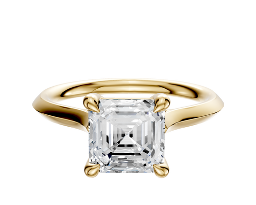 18K Yellow Gold 4 Prong Basket Cathedral Knife Edge 2.0mm Engagement Ring