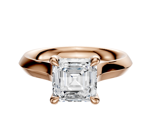 18K Rose Gold 4 Prong Basket Cathedral Knife Edge 3.0mm Engagement Ring