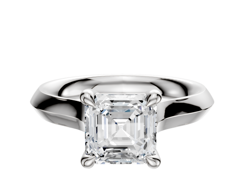 14K White Gold 4 Prong Basket Cathedral Knife Edge 3.0mm Engagement Ring