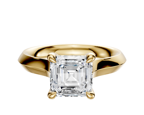 14K Yellow Gold 4 Prong Basket Cathedral Knife Edge 3.0mm Engagement Ring