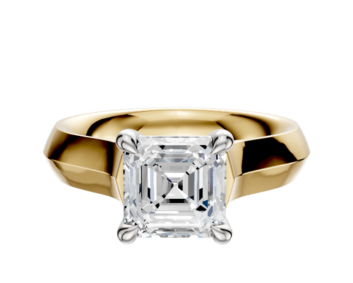 14K Two Tone 4 Prong Basket Cathedral Knife Edge 4.0mm Engagement Ring