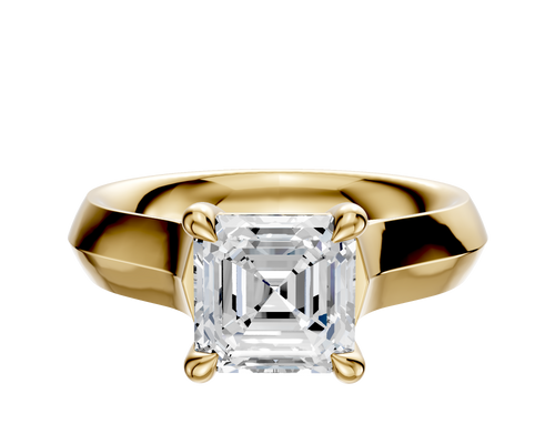 14K Yellow Gold 4 Prong Basket Cathedral Knife Edge 4.0mm Engagement Ring