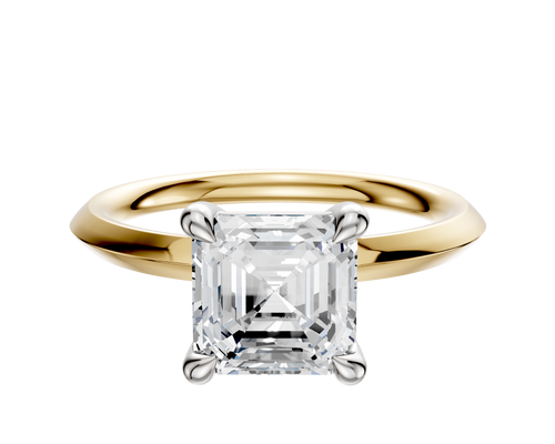 18K Two Tone 4 Prong Basket Classic Knife Edge 2.0mm Engagement Ring