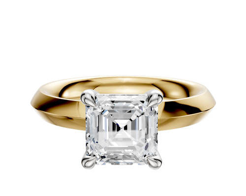 18K Two Tone 4 Prong Basket Classic Knife Edge 3.0mm Engagement Ring