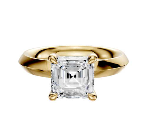 18K Yellow Gold 4 Prong Basket Classic Knife Edge 3.0mm Engagement Ring