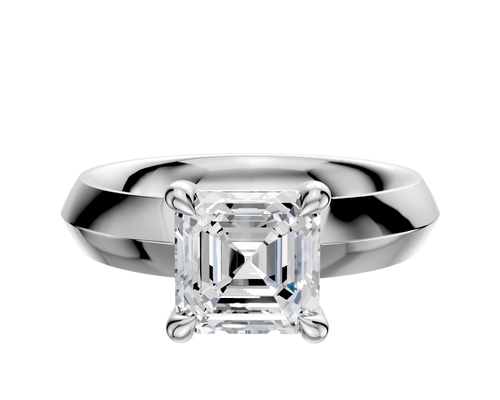 14K White Gold 4 Prong Basket Classic Knife Edge 4.0mm Engagement Ring