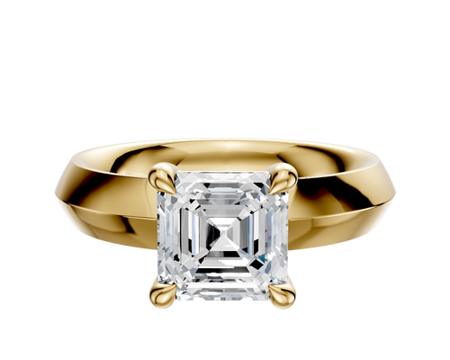 14K Yellow Gold 4 Prong Basket Classic Knife Edge 4.0mm Engagement Ring