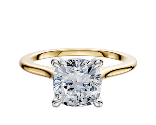 18K Two Tone 4 Prong Basket Cathedral Dome 1.5mm Engagement Ring
