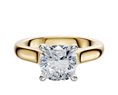 18K Two Tone 4 Prong Basket Cathedral Dome 3.0mm Engagement Ring