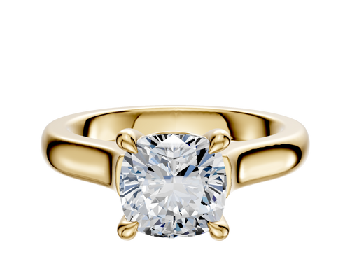 18K Yellow Gold 4 Prong Basket Cathedral Dome 3.0mm Engagement Ring