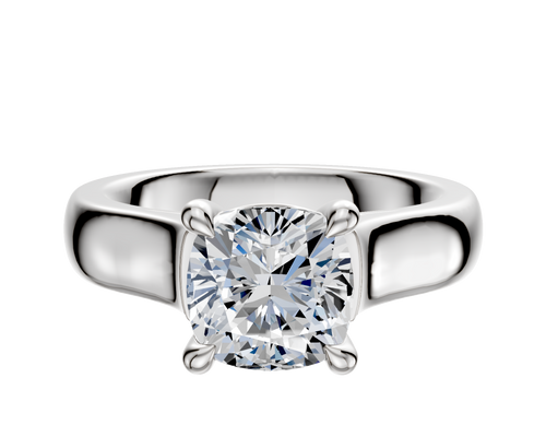 18K White Gold 4 Prong Basket Cathedral Dome 4.0mm Engagement Ring