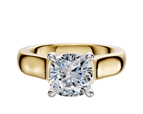 18K Two Tone 4 Prong Basket Cathedral Dome 4.0mm Engagement Ring