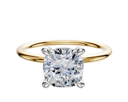 18K Two Tone 4 Prong Basket Classic Dome 1.5mm Engagement Ring