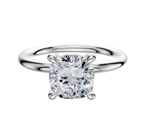 18K White Gold 4 Prong Basket Classic Dome 2.0mm Engagement Ring