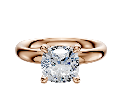 18K Rose Gold 4 Prong Basket Classic Dome 3.0mm Engagement Ring