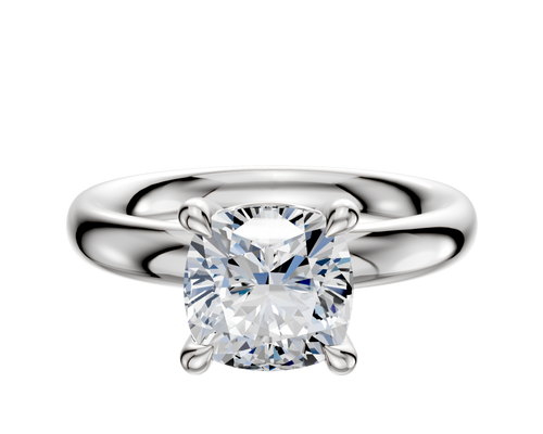14K White Gold 4 Prong Basket Classic Dome 3.0mm Engagement Ring