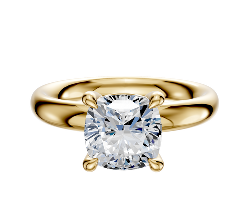 14K Yellow Gold 4 Prong Basket Classic Dome 3.0mm Engagement Ring