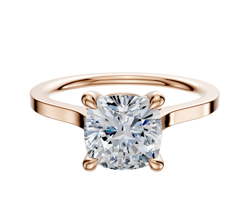 18K Rose Gold 4 Prong Basket Cathedral Flat 1.5mm Engagement Ring