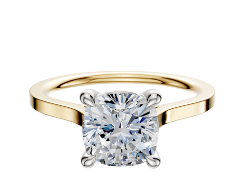 14K Two Tone 4 Prong Basket Cathedral Flat 1.5mm Engagement Ring