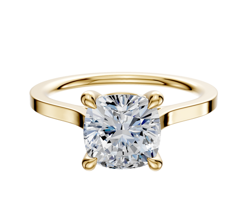 14K Yellow Gold 4 Prong Basket Cathedral Flat 1.5mm Engagement Ring