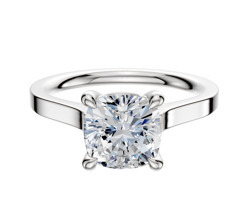 18K White Gold 4 Prong Basket Cathedral Flat 2.0mm Engagement Ring