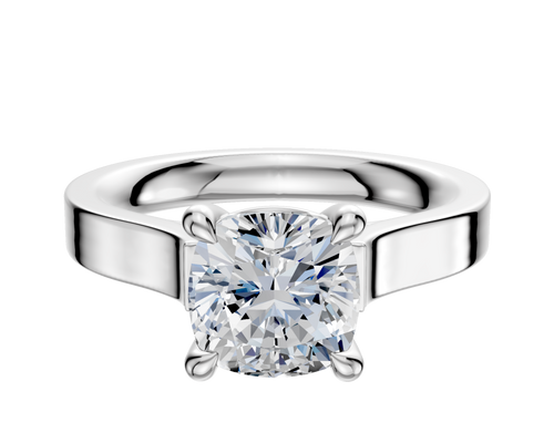 18K White Gold 4 Prong Basket Cathedral Flat 3.0mm Engagement Ring