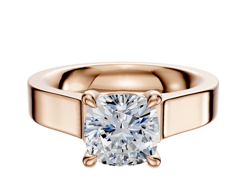 14K Rose Gold 4 Prong Basket Cathedral Flat 4.0mm Engagement Ring
