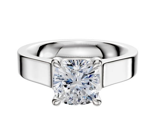 14K White Gold 4 Prong Basket Cathedral Flat 4.0mm Engagement Ring