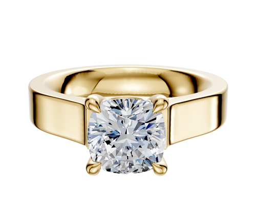 14K Yellow Gold 4 Prong Basket Cathedral Flat 4.0mm Engagement Ring