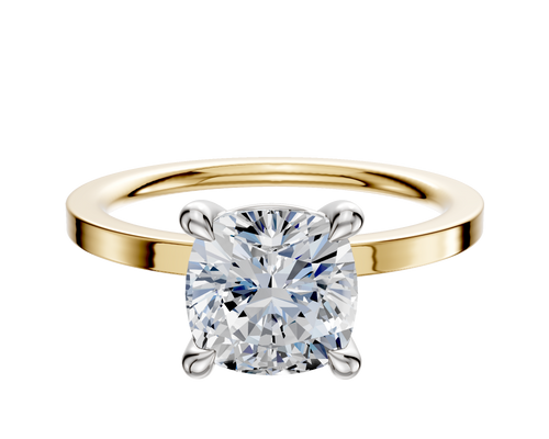 14K Two Tone 4 Prong Basket Classic Flat 1.5mm Engagement Ring