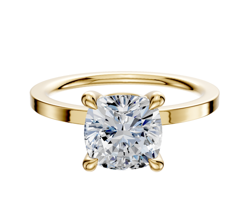 18K Yellow Gold 4 Prong Basket Classic Flat 1.5mm Engagement Ring