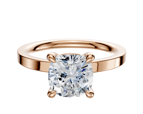 18K Rose Gold 4 Prong Basket Classic Flat 2.0mm Engagement Ring
