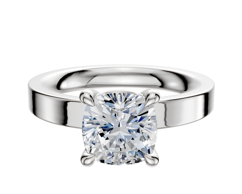 18K White Gold 4 Prong Basket Classic Flat 3.0mm Engagement Ring