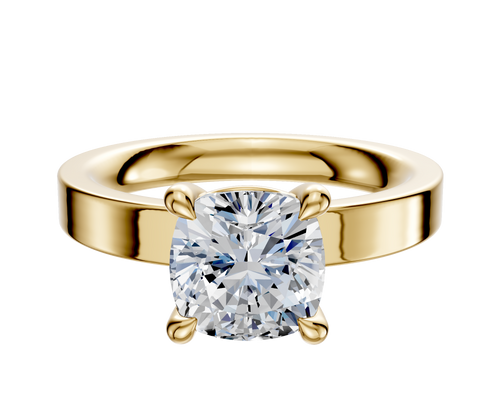 14K Yellow Gold 4 Prong Basket Classic Flat 3.0mm Engagement Ring