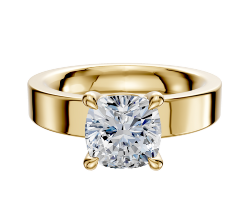 18K Yellow Gold 4 Prong Basket Classic Flat 4.0mm Engagement Ring