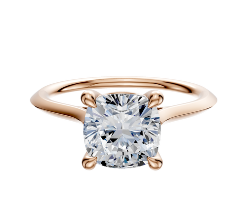 14K Rose Gold 4 Prong Basket Cathedral Knife Edge 1.5mm Engagement Ring