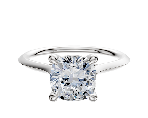 14K White Gold 4 Prong Basket Cathedral Knife Edge 1.5mm Engagement Ring